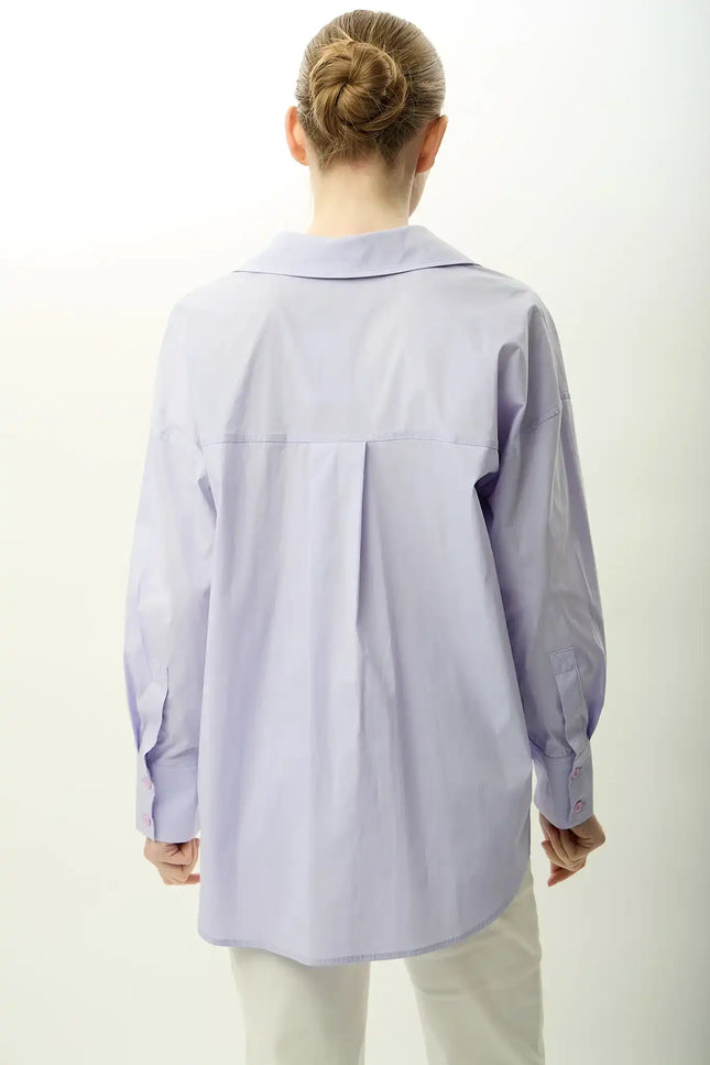 Arkası Uzun Oversize Gömlek (Lila)