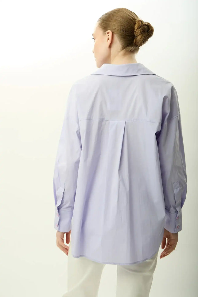 Arkası Uzun Oversize Gömlek (Lila)