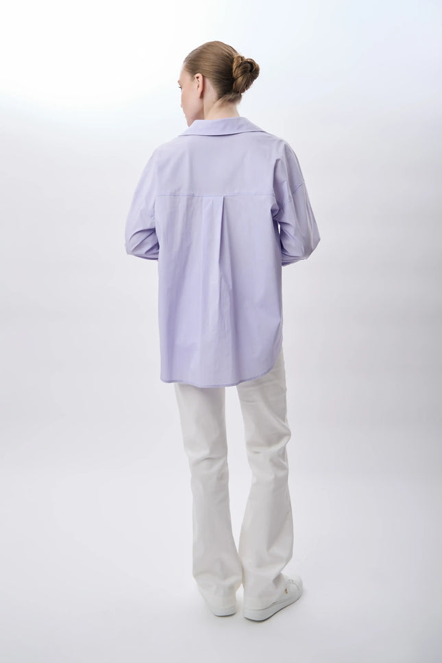 Arkası Uzun Oversize Gömlek (Lila)