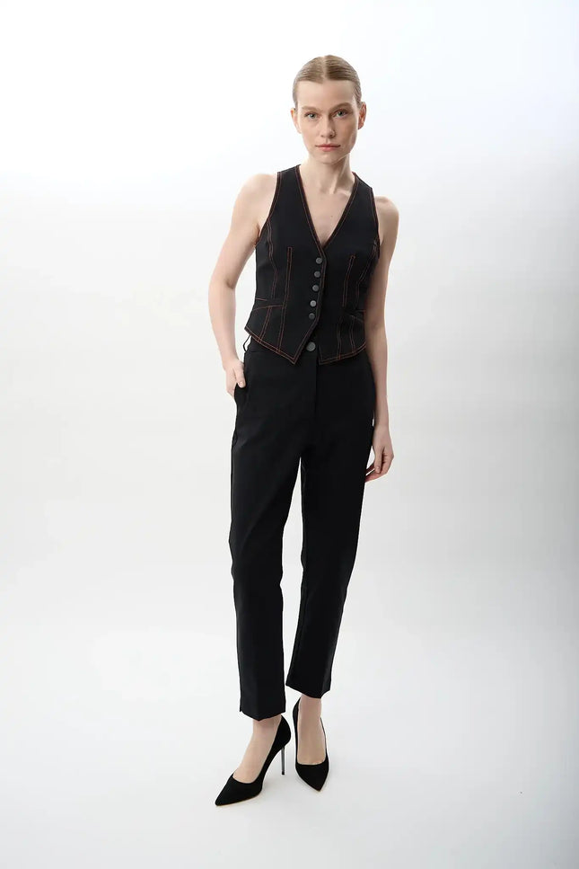 Yüksek Bel Rahat Kesim Pantolon (Siyah)