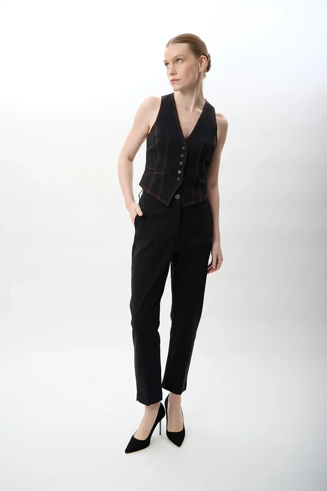 Bele Oturan Kısa Yelek (Siyah)