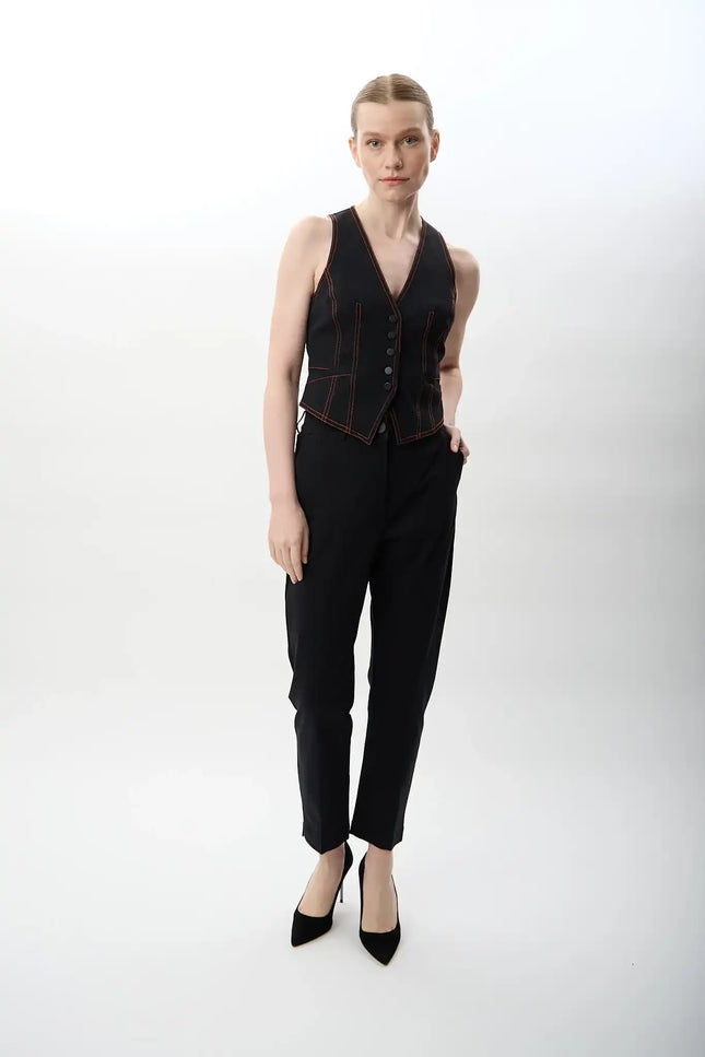 Yüksek Bel Rahat Kesim Pantolon (Siyah)