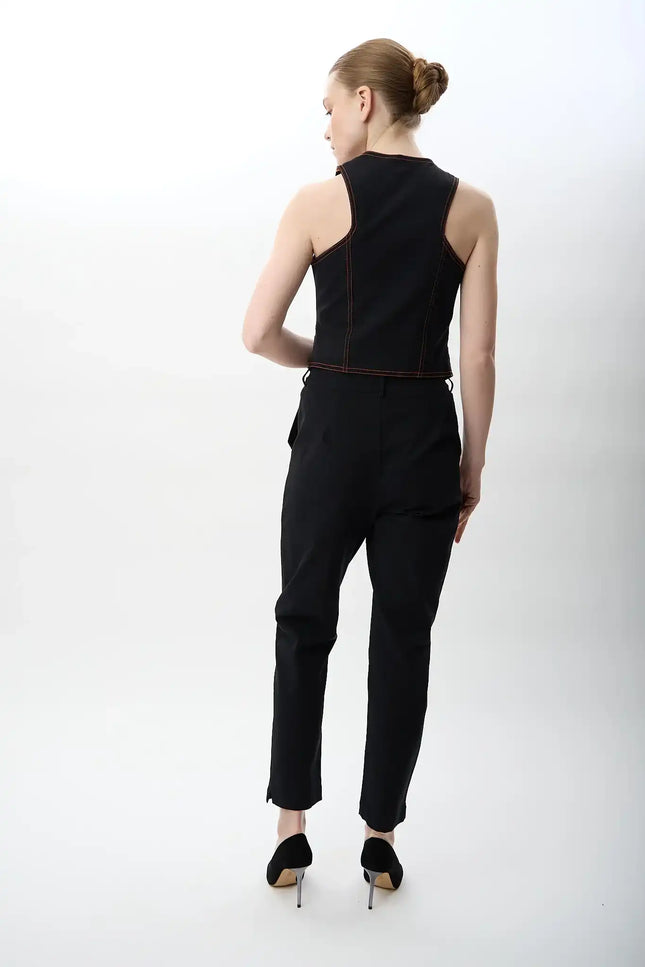 Yüksek Bel Rahat Kesim Pantolon (Siyah)