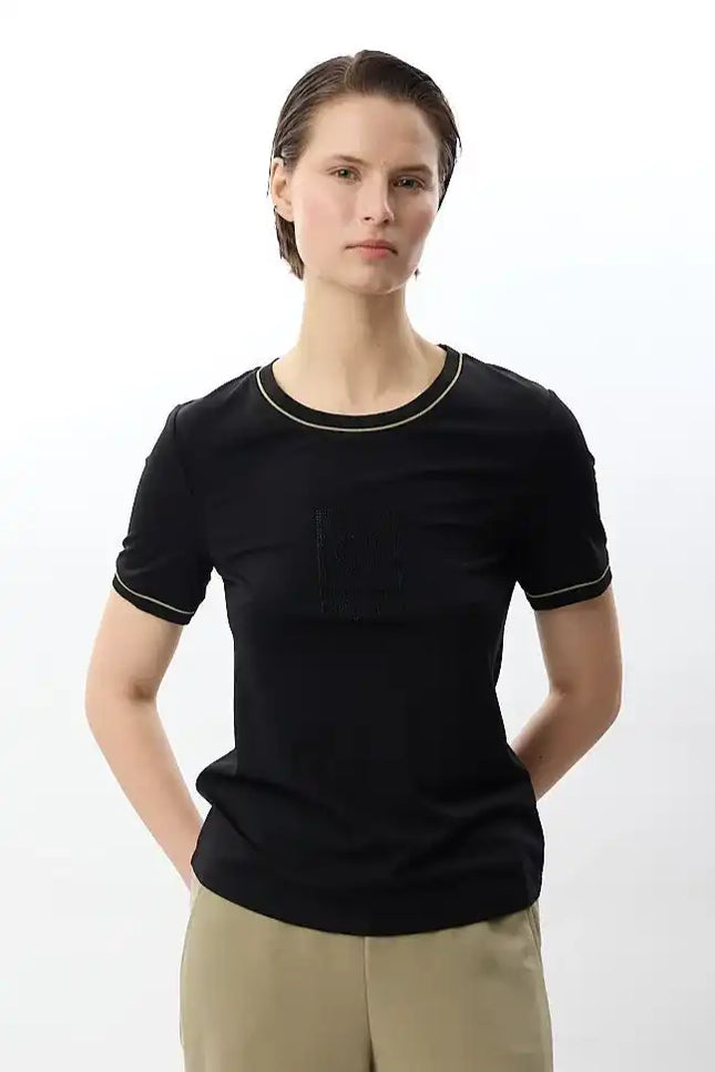 Bisiklet Yaka Tişört (Siyah)