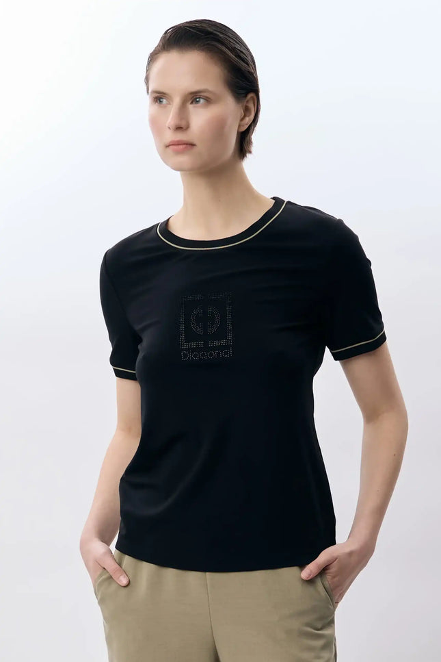 Bisiklet Yaka Tişört (Siyah)