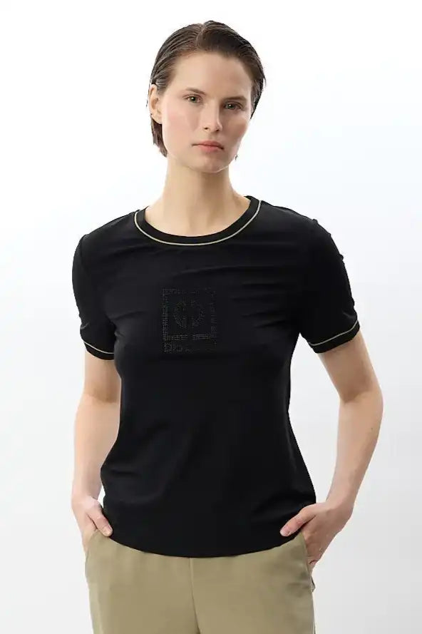 Bisiklet Yaka Tişört (Siyah)