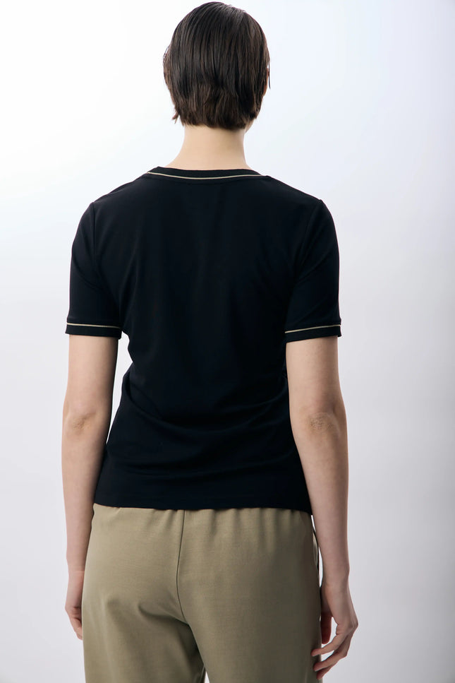 Bisiklet Yaka Tişört (Siyah)