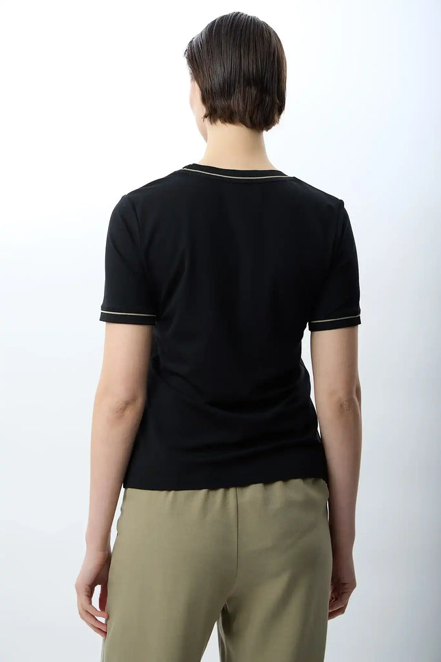 Bisiklet Yaka Tişört (Siyah)