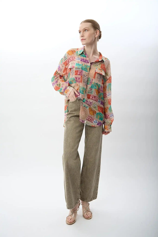 Yüksek Bel Kot Pantolon (Bej)