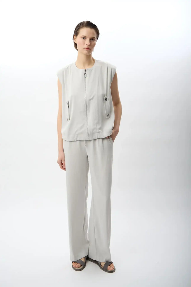 Metal Çıtçıtlı Kısa Yelek (Gri)