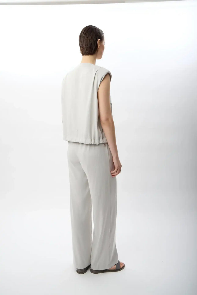 Metal Çıtçıtlı Kısa Yelek (Gri)