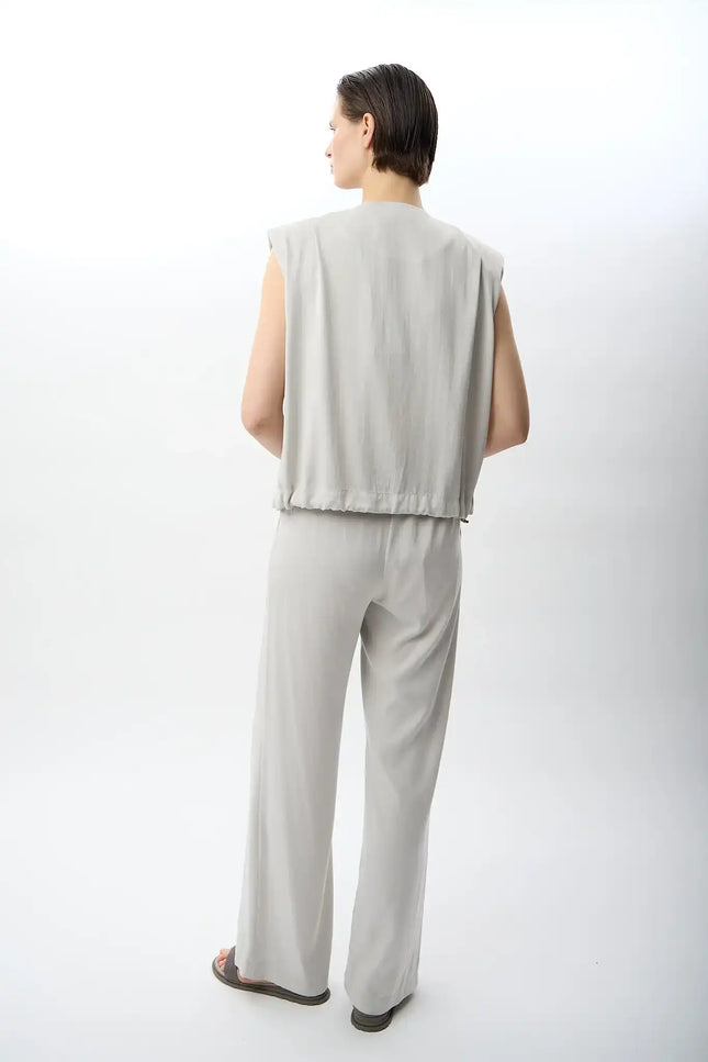 Metal Çıtçıtlı Kısa Yelek (Gri)