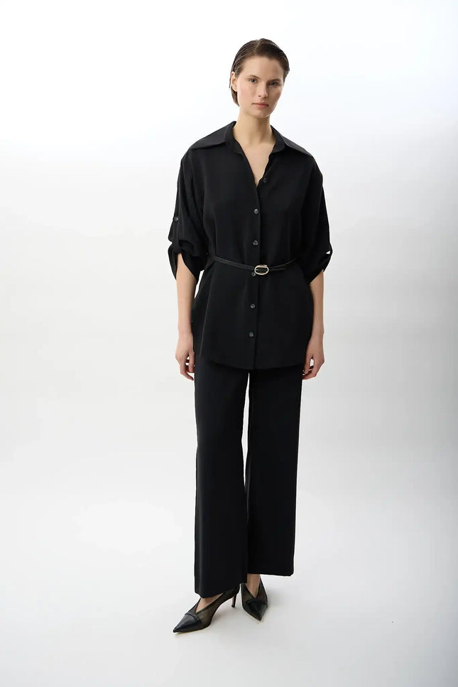 Bol Kesim Yırtmaçlı Pantolon (Siyah)