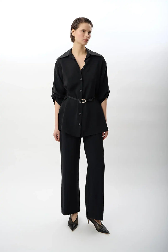 Bol Kesim Yırtmaçlı Pantolon (Siyah)