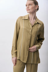 Uzun Kollu Tek Cepli Gömlek (Haki)