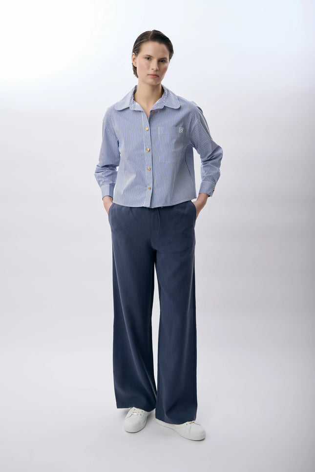 Bağcıklı Rahat Kesim Pantolon(İndigo)