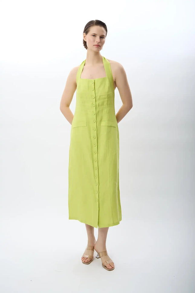 Boyundan Bağlamalı Elbise (Yeşil)