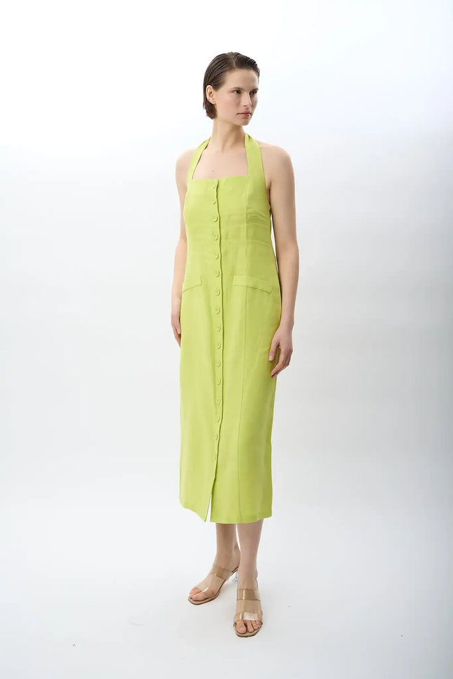 Boyundan Bağlamalı Elbise (Yeşil)