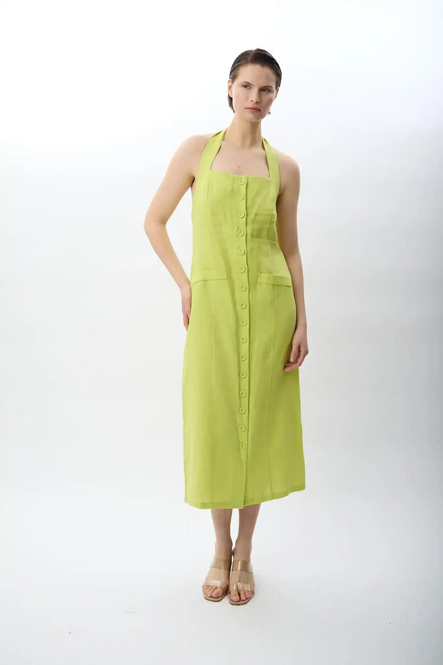 Boyundan Bağlamalı Elbise (Yeşil)