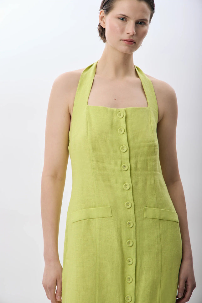 Boyundan Bağlamalı Elbise (Yeşil)