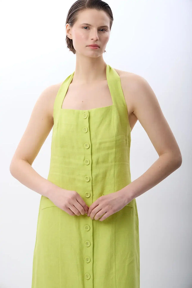 Boyundan Bağlamalı Elbise (Yeşil)