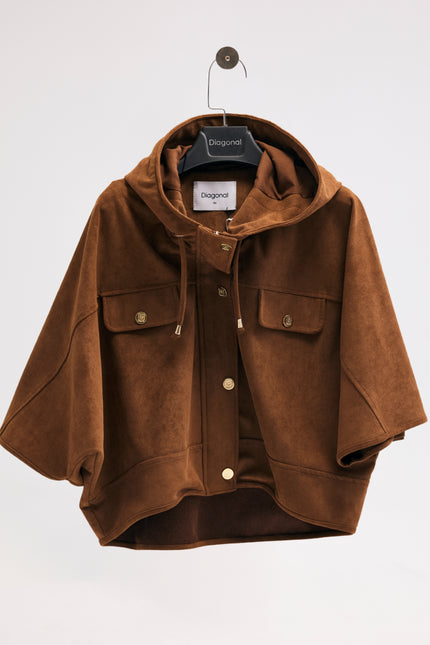 Süet Kapüşonlu Ceket (Camel)