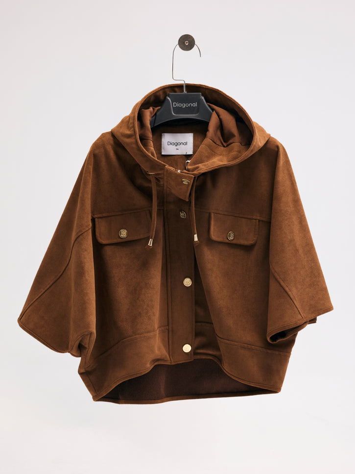 Süet Kapüşonlu Ceket (Camel)