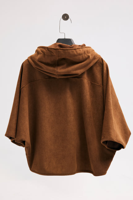Süet Kapüşonlu Ceket (Camel)