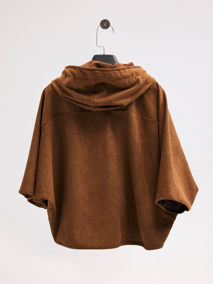 Süet Kapüşonlu Ceket (Camel)