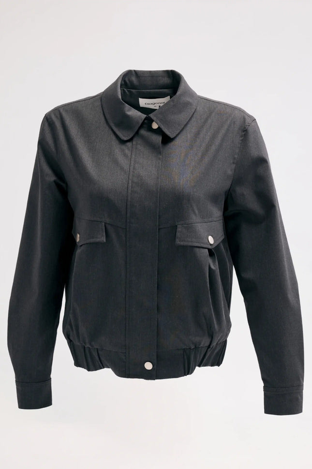 Fermuarlı Gri Ceket