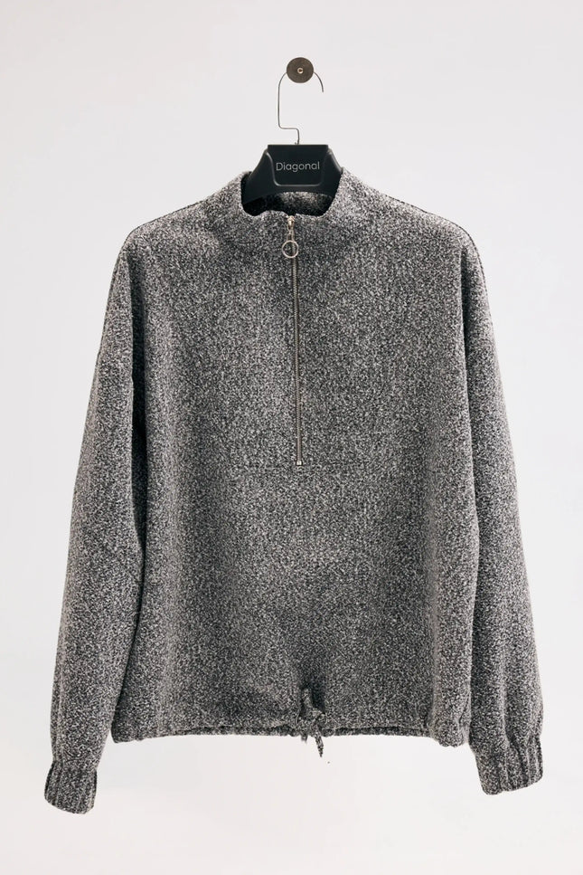 Fermuarlı Gri Sweatshirt