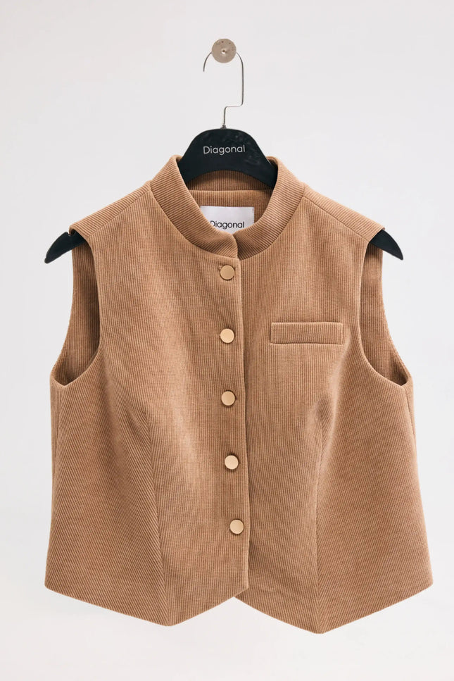 Cep Detay Camel Yelek