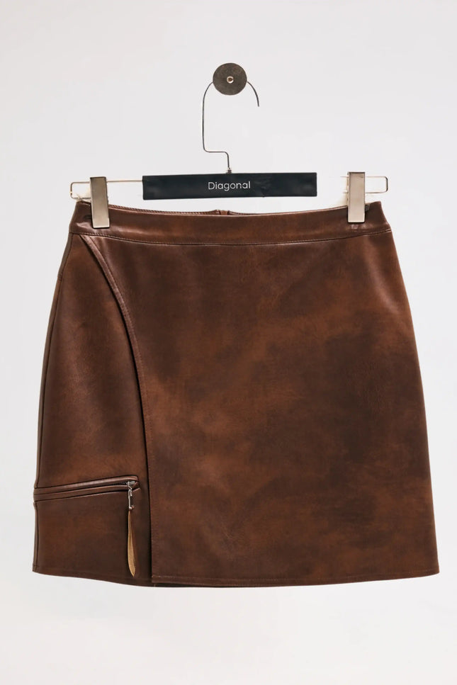 Deri Mini Kahverengi Etek
