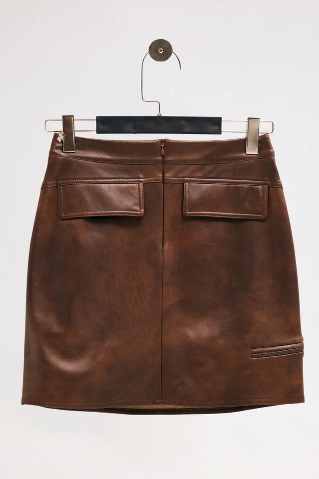 Deri Mini Kahverengi Etek