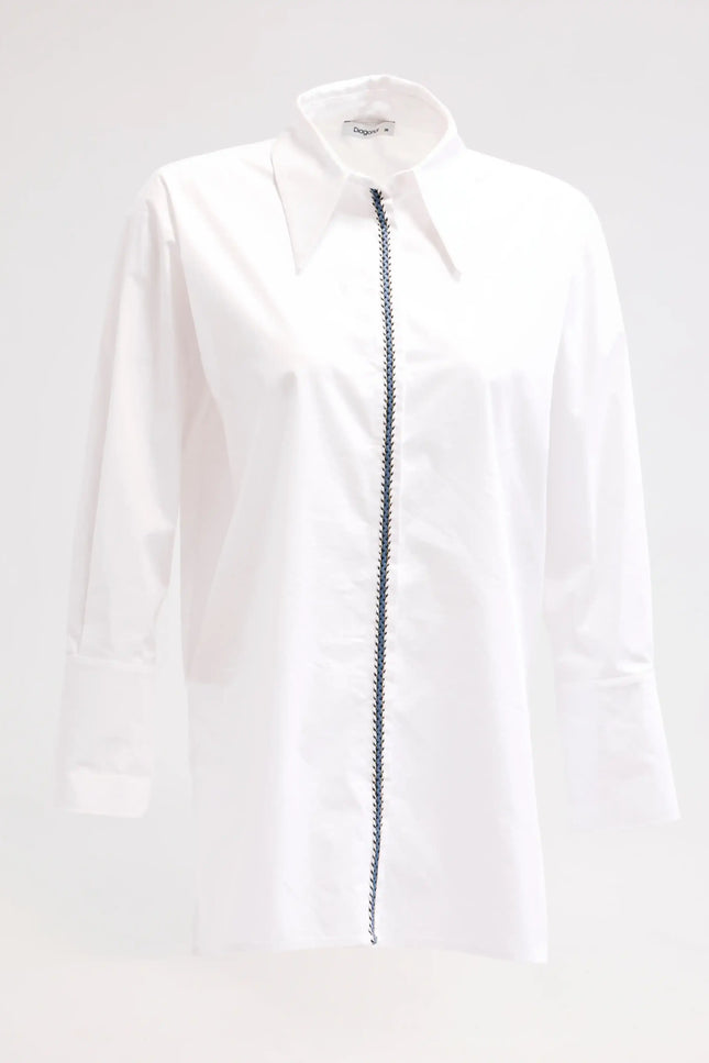 Nakışlı Ekru Gömlek