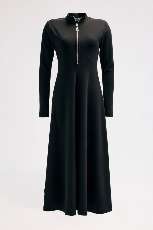 Fermuarlı Siyah Elbise