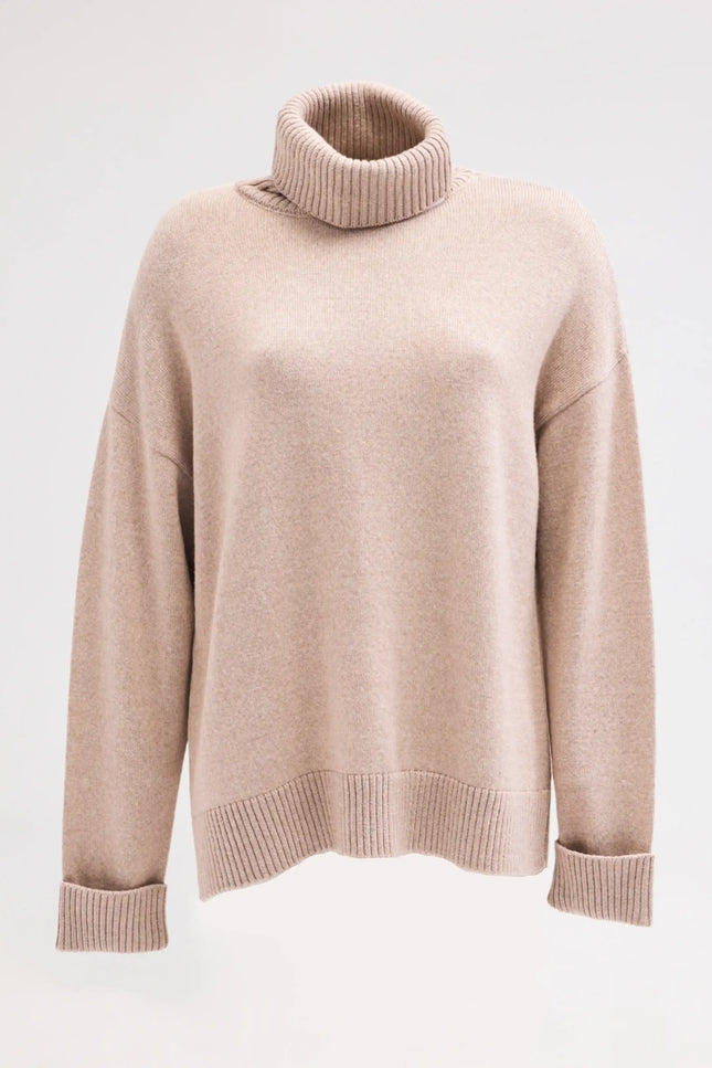 Triko Boğazlı Bej Bluz