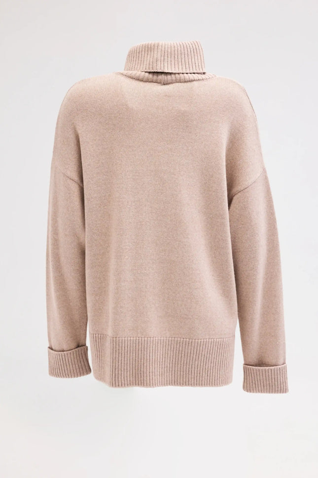 Triko Boğazlı Bej Bluz