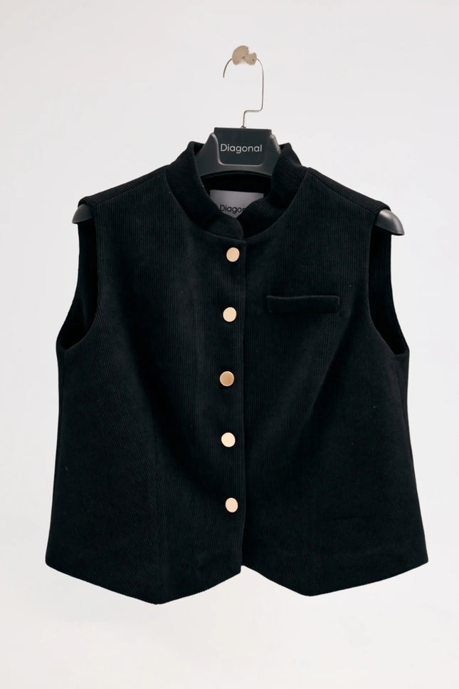 Cep Detay Siyah Yelek