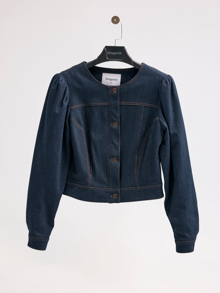 Denim Bomber Ceket (Lacivert)
