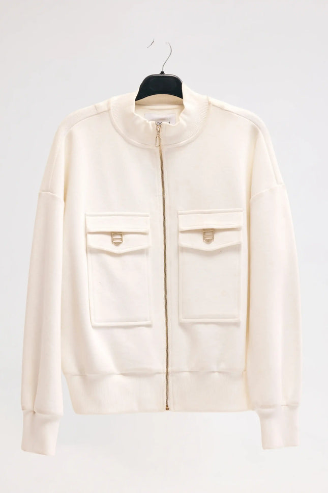 Fermuarlı Ekru Ceket