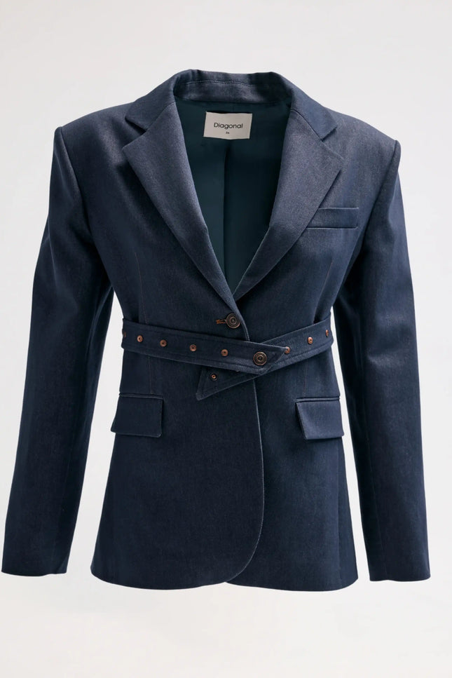 Kemerli Lacivert Ceket