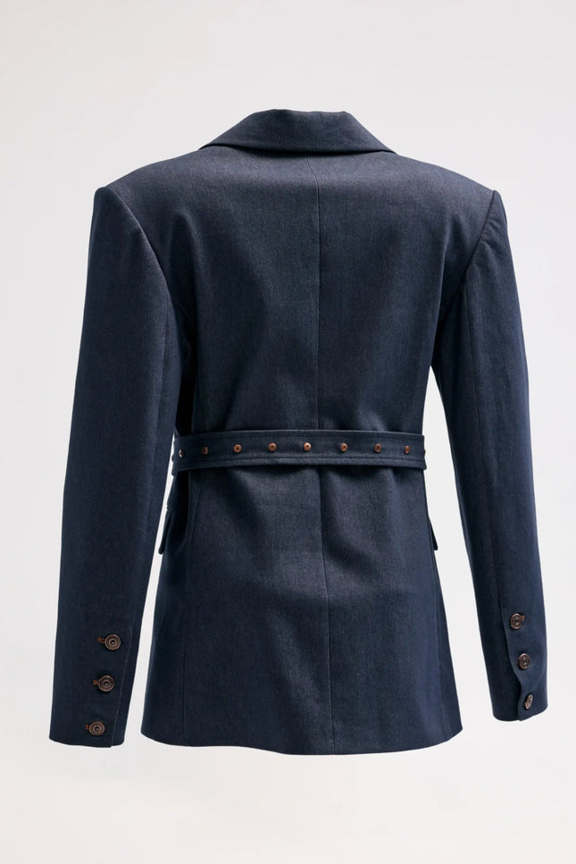 Kemerli Lacivert Ceket