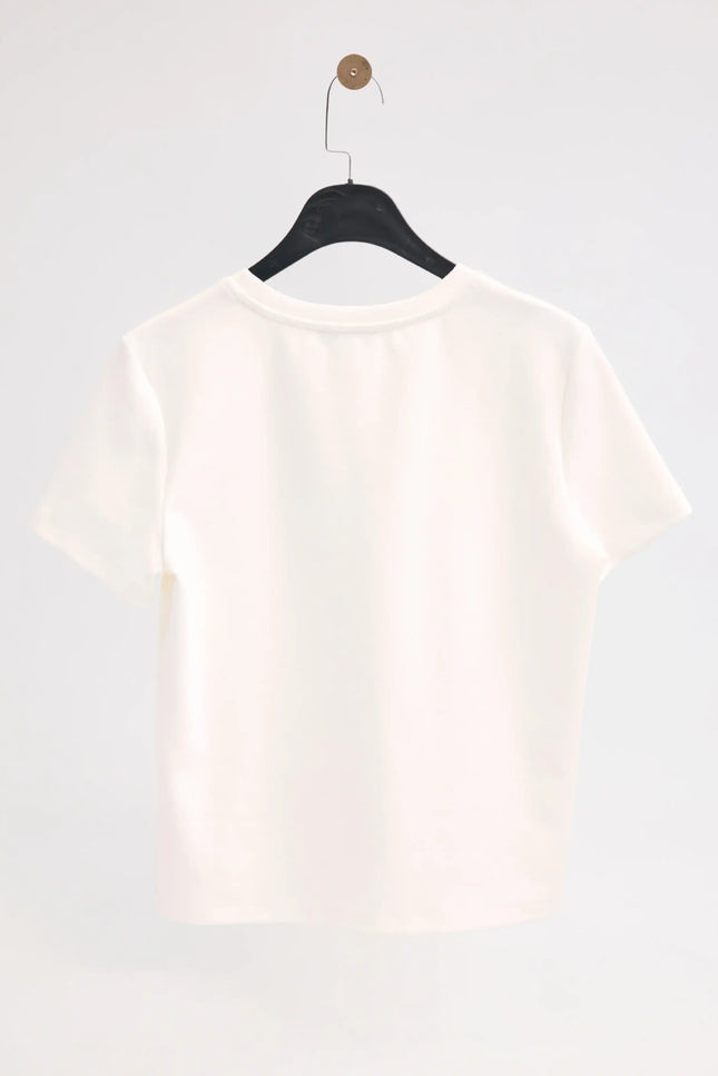 Yuvarlak Yaka Ekru Tişört