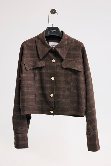 Ekose Bomber Ceket (Kahverengi)