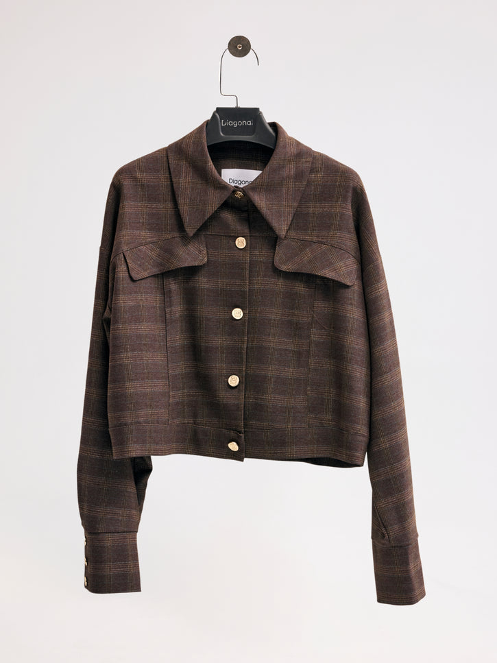 Ekose Bomber Ceket (Kahverengi)