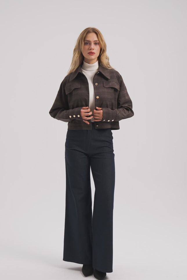 Ekose Kahverengi Ceket