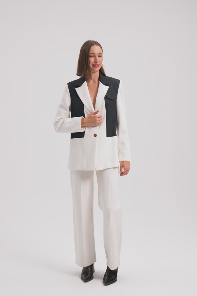 Ceket Pantolon Ekru Takım