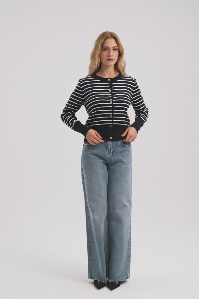 Çizgili Triko Ceket