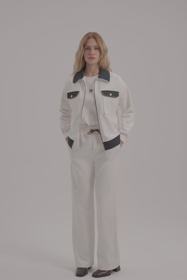 Ceket Pantolon Ekru Takım